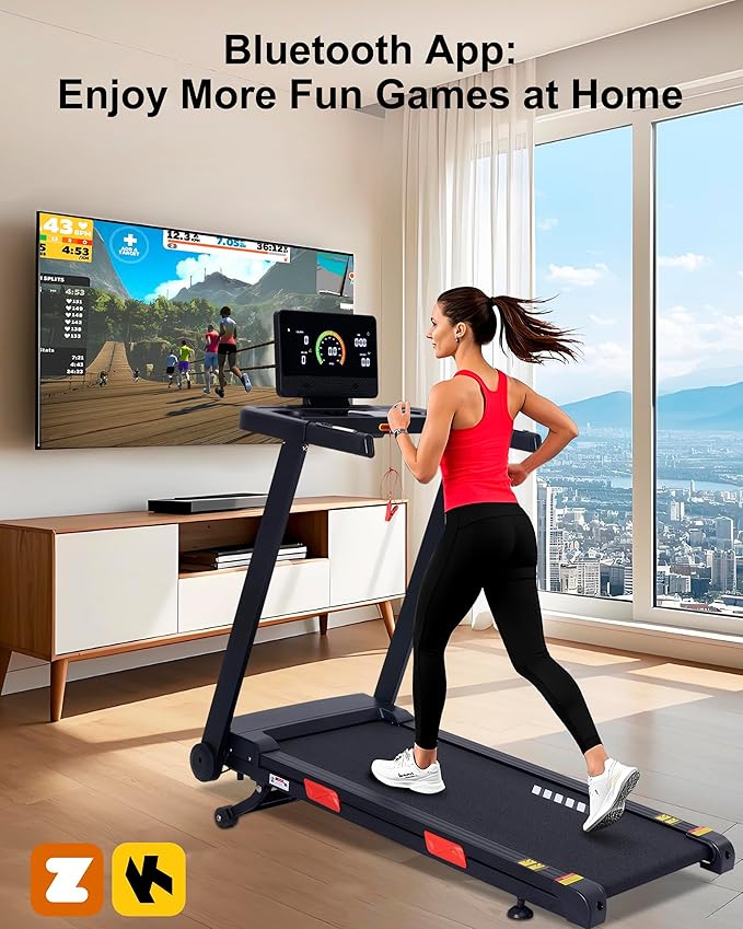 Auto Incline Treadmill, 20% Incline, 3.0HP, 10 MPH Running Machine, 18.5" Wide Belt, 350 lbs Capacity, Treadmill for Home with Bluetooth App