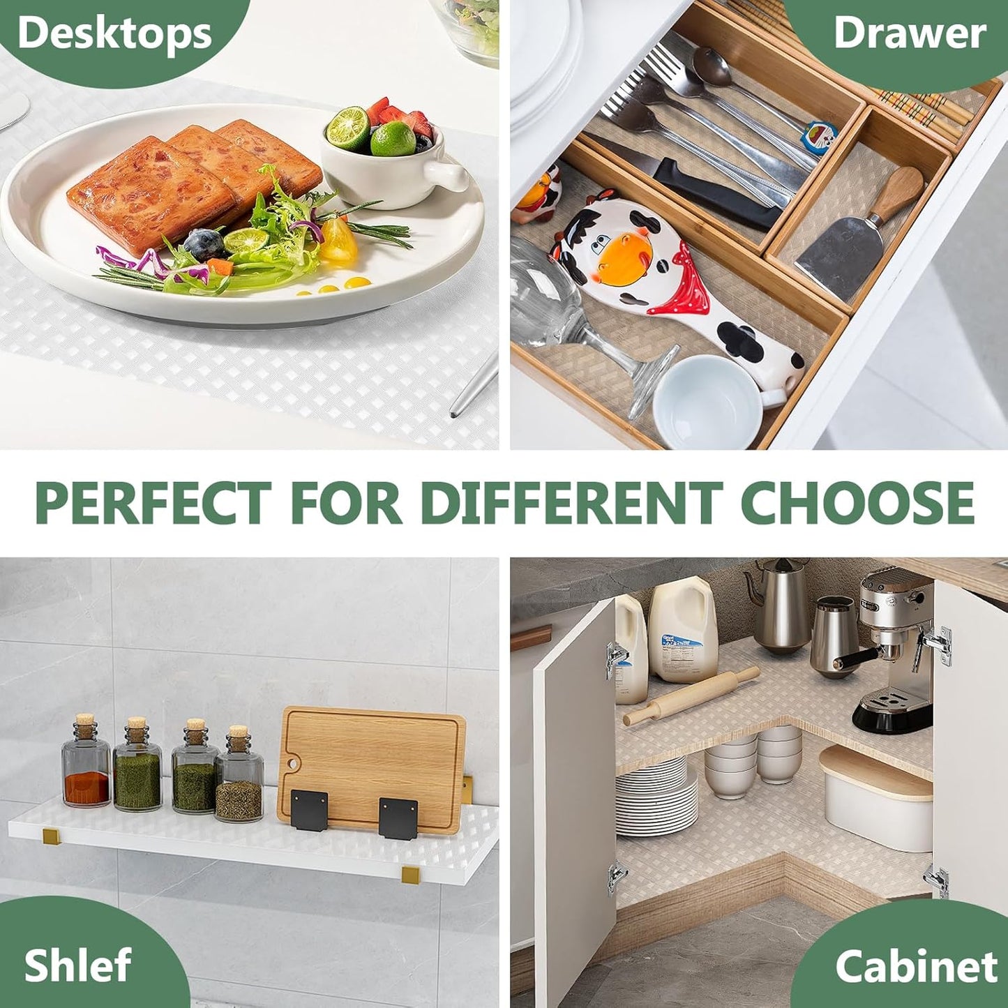 Shelf Liners, Non-Adhesive Drawer Liner, Waterproof & Oil-Proof Kitchen Cabinet Cupboard Liner Plastic EVA Material BPA Free Fridge Liner Mats Paper Protector for Shelves (Clear/16in x 240in)