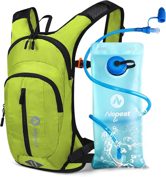 Nepest Hydration Pack Backpack for Women & Men, Lightweight Water Backpack with 2L Water Bladder for Hiking Cycling Running Biking