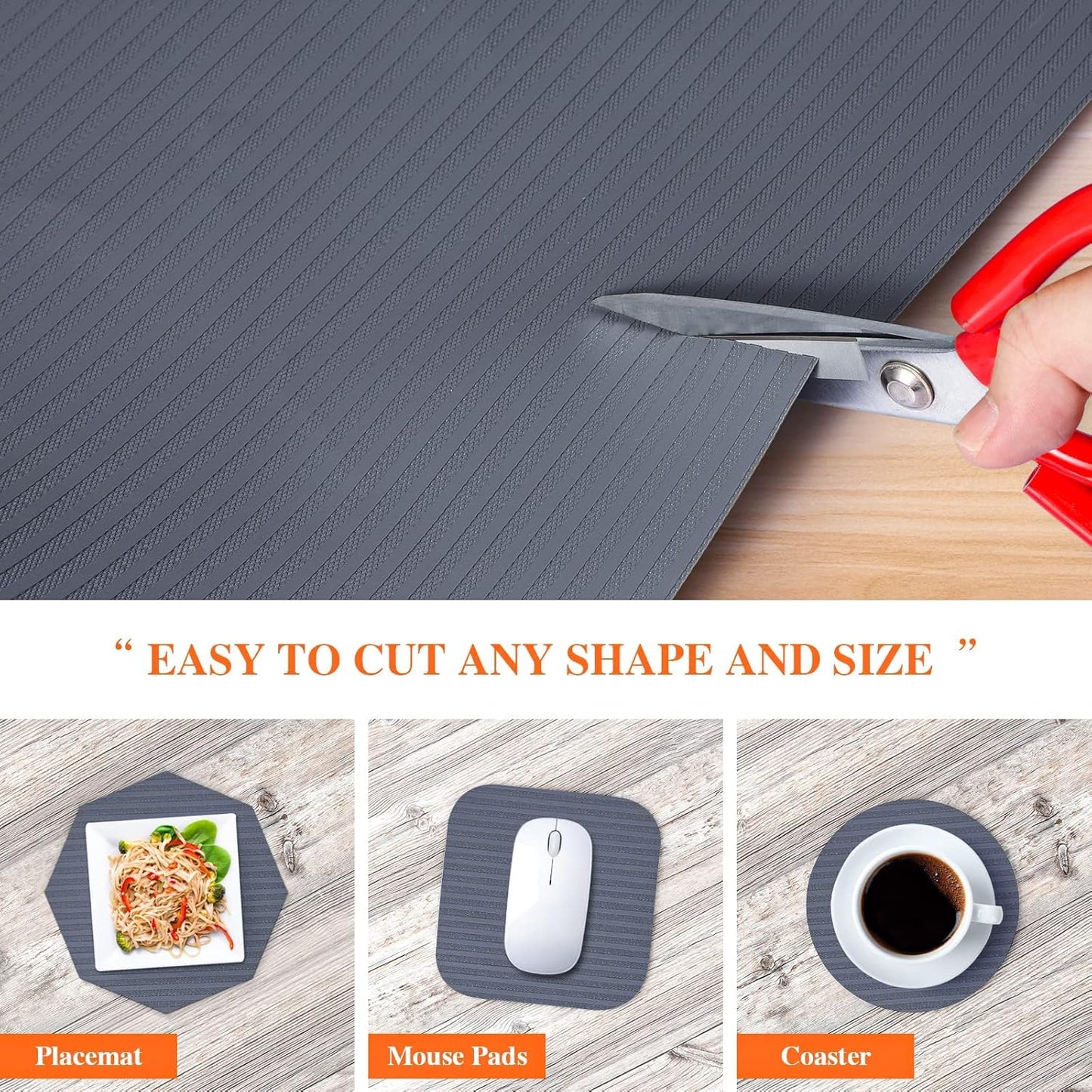 Shelf Liners for Kitchen Cabinets, 16Inch x 20Ft, Non Adhesive Shelf Liner, Non-Slip Kitchen Drawer Liners, Waterproof Durable Cabinet Liners for Shelves, Refrigerator, Pantry, Dark Gray