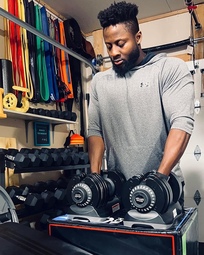 Ativafit 27.5/66/88LBS Pair Adjustable Dumbbell Set with Anti-slip Handle 12 In 1 Quick Dial Adjustment Weights With Safety Locking Button Space Saving Strength Training for Full Body Home Gym Workout