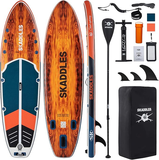 10’6’’ Portable Inflatable Stand Up Paddle Board (SUP) for Adults and Youth with Non-Slip Deck – Complete Accessories Kit, Perfect for Fishing, Yoga, Fitness & Family Fun