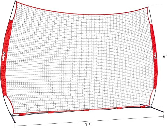 12x9ft / 16x10ft Barricade Backstop Net, Ball Sports Barrier, Practice Net for Baseball, Softball, Lacrosse, Soccer, Basketball and More