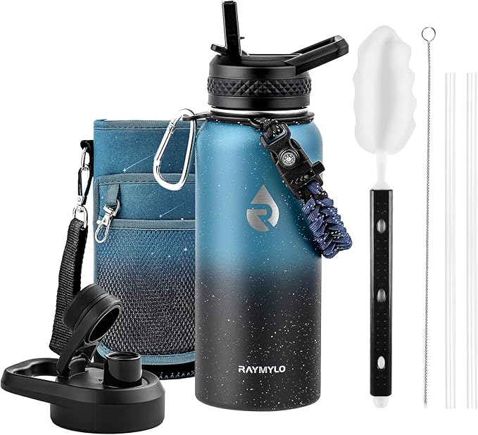 32oz Insulated Water Bottle, Triple Wall Vacuum Stainless Steel Water Bottles - Keeps Cold 48H, Reusable Metal water flask Jug for Gym, Sports, Camping, Hiking,Travel, Midnight Blue Speckle