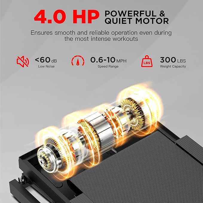 Treadmill with 15% Auto Incline, 300 LBS Capacity and 10 MPH Max Speed, 4.0HP Folding Treadmills for Home Features 18'' x 50'' Belt, Bluetooth, APP, 64 Preset Programs and 3 Countdown Modes