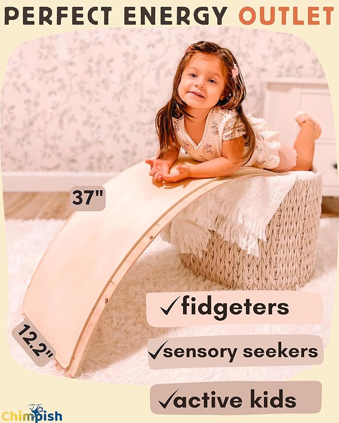 Wooden Balance Board - 37 inch Finger Safe Wobble Board for Toddlers, Wooden Balance Board for Kids