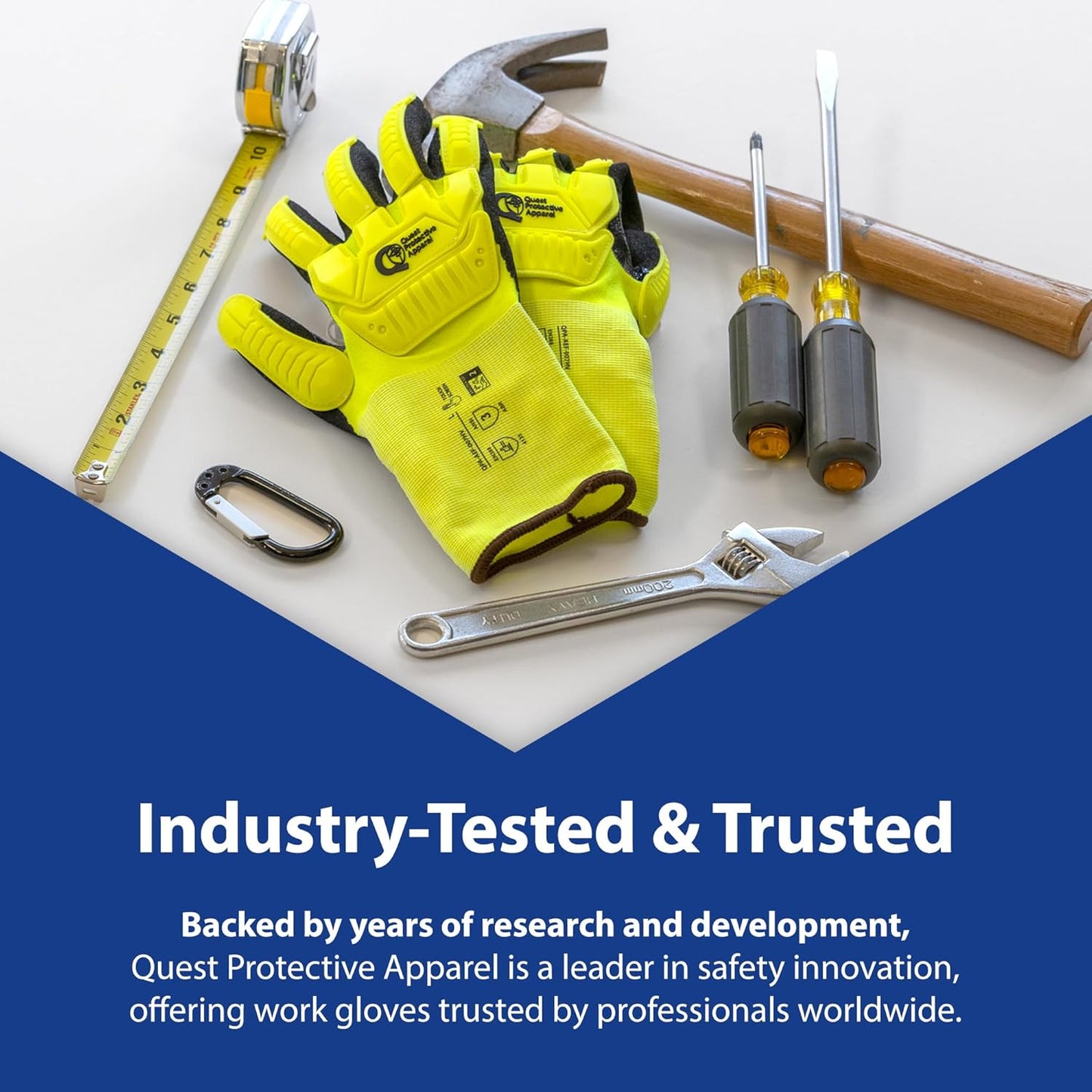 Quest Protective Apparel - High Visibility Cut Resistant Work Gloves - Puncture Resistant Safety Gloves for Men and Women Small, 1 Pair