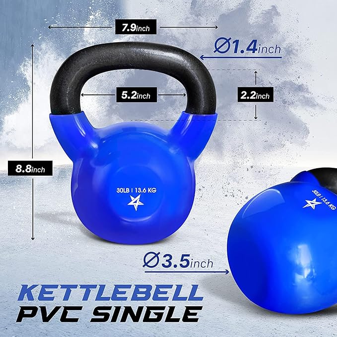 Yes4All 5-100 LB Kettlebells Vinyl Coated Cast Iron for Dumbbell Weights Exercises, Gym, Fitness, Full Body Workout Equipment Push up, Grip and Strength Training