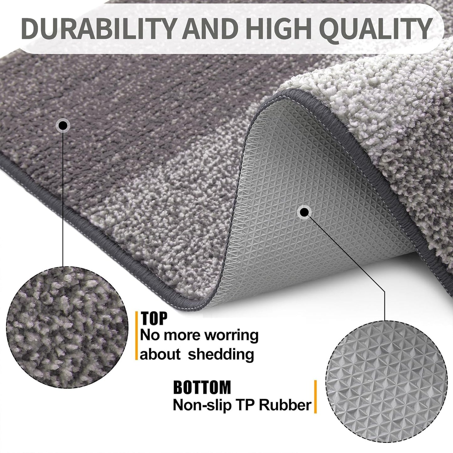 Kitinjoy Indoor Outdoor Door Mat, 32x20 Non-Slip Absorbent Dirt Trapper, Low-Profile Washable Inside Entrance Front Floor Mat, Sturdy Soft Entry Doormats for Entryway, Light Grey