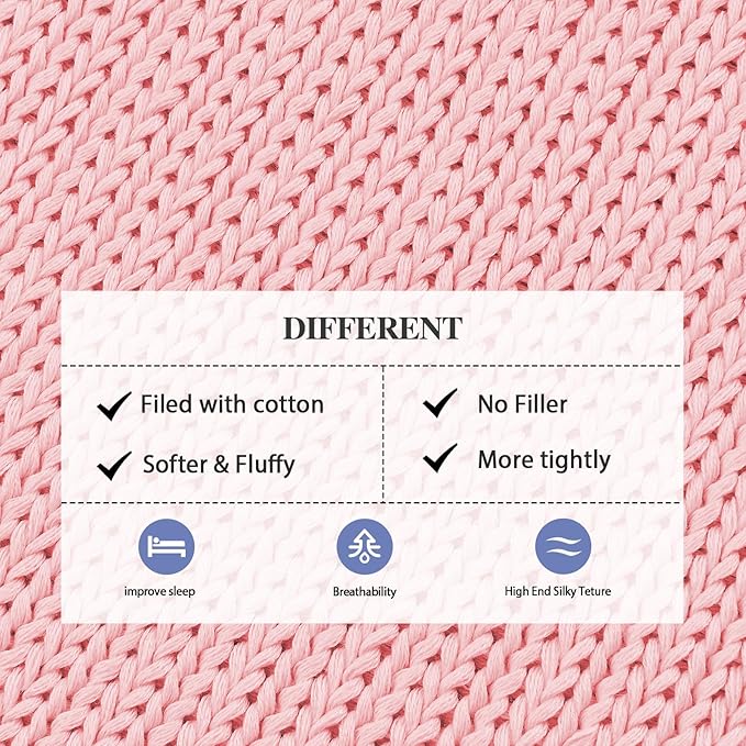 L'AGRATY Knitted Weighted Blanket - 50"x60" 10lbs Cooling Chunky Knit Heavy Blanket for Adults Braided Crochet Throw Thick Cable Yarn Knit Decorative No Beads Evenly Weighted Machine Washable