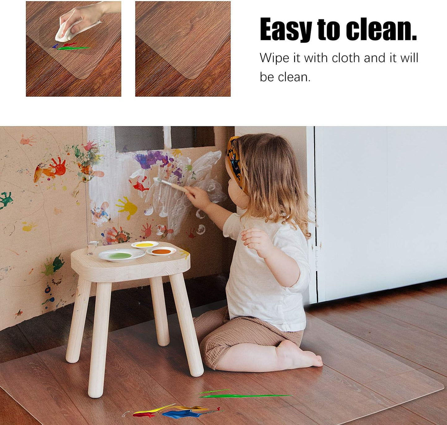 Kuyal Clear Chair mat for Hardwood Floor 36 x 55 inches Transparent Floor Mats Wood/Tile Protection Mat for Office & Home (36" X 55" Rectangle)