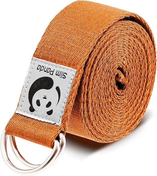 Slim Panda Yoga Strap for Stretching,Cotton Yoga Strap with Adjustable D-Ring Buckle,Non-Elastic Yoga Belt for Pilates,Gym Workouts,Physical Therapy,Improve Flexibility