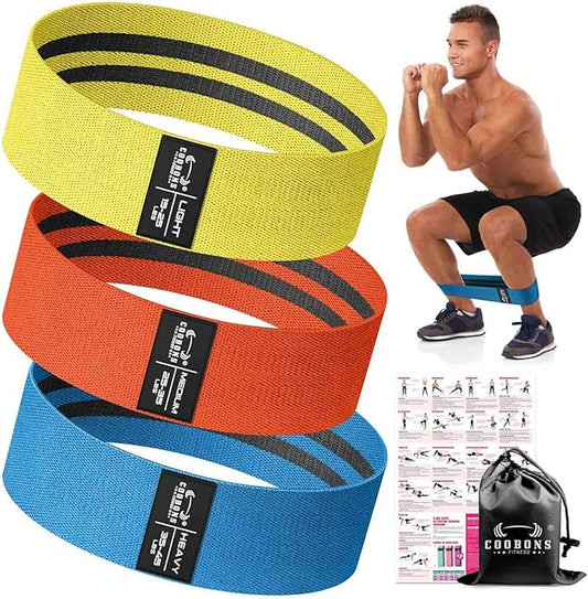 Fabric Resistance Bands for Working Out - Exercise Bands for Women and Men, Booty Bands for Legs and Glute, Yoga, Pilates, Rehab, Fitness and Home Workout