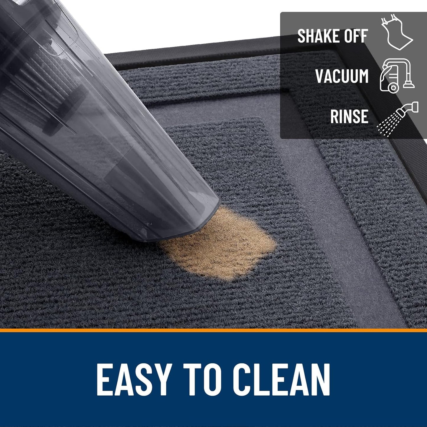 OLANLY Front Door Mat Indoor Outdoor Entrance, Waterproof All-Season, All-Weather Doormat, Sturdy Natural Rubber, Fade Resistant, Low Profile, Easy Clean Patio Porch Entryway Mat, 47x32, Light Grey