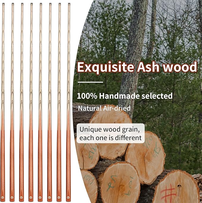 Kmise Pool Cue Sticks, 41"/57??58" Hardwood Pool Cue Set of 4/6/8, 13OZ/20OZ with 13/10 MM Brass Tips, Table Billiard Cue Stick for Bar, Home, Billiard Room