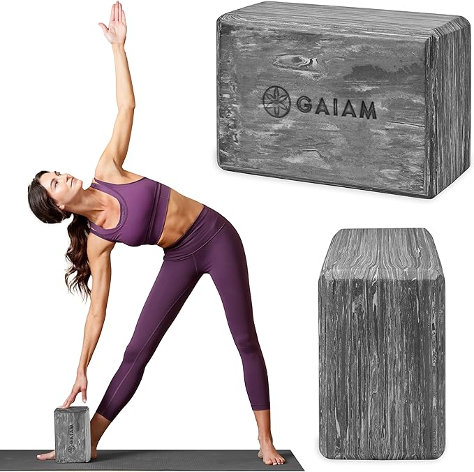 Gaiam Yoga Block - Supportive Latex-Free Eva Foam - Soft Non-Slip Surface with Beveled Edges for Yoga, Pilates, Meditation - Yoga Accessories for Stability, Balance, Deepen Stretches