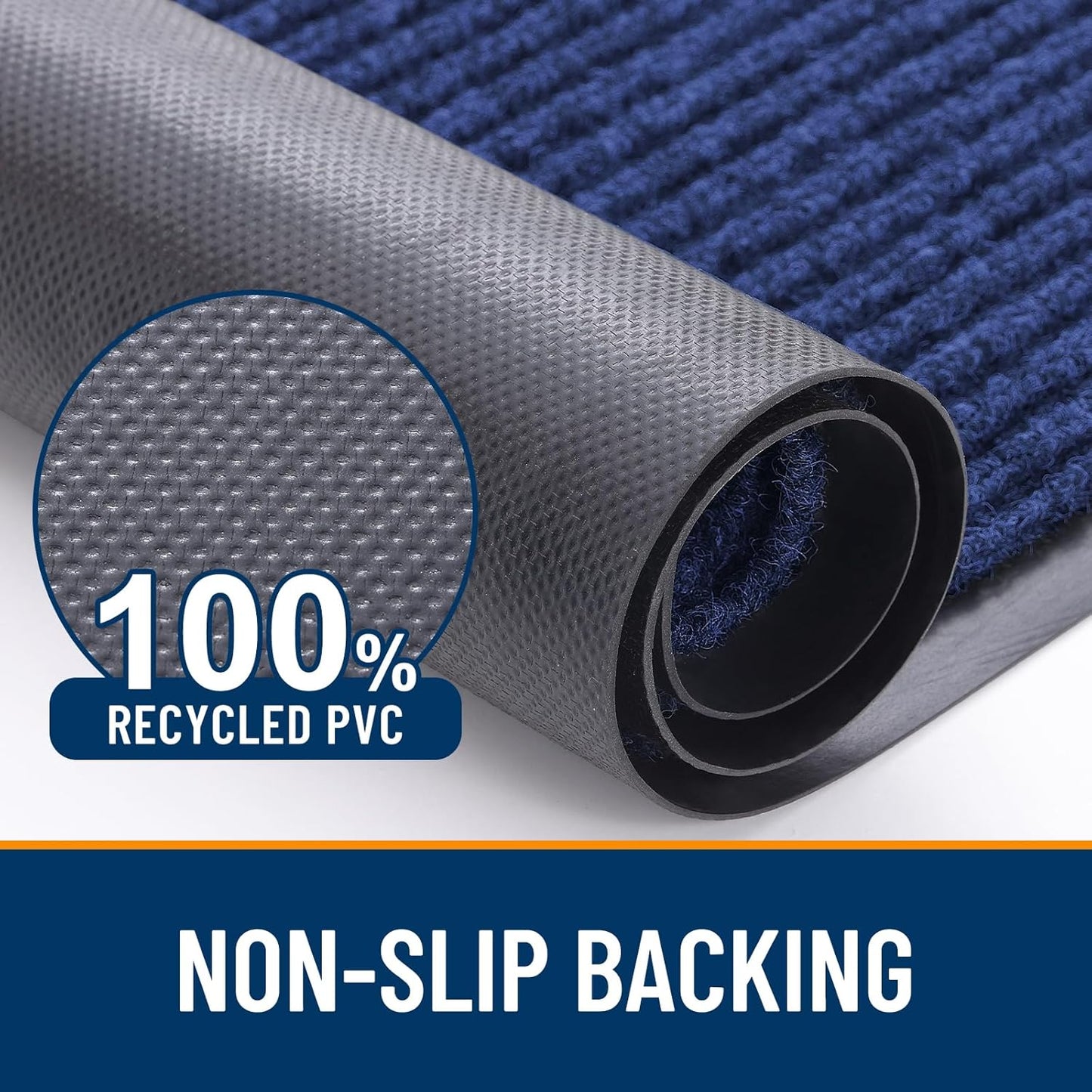OLANLY Front Door Mat Indoor Outdoor Entrance, Waterproof Heavy Duty Doormat, Fade Resistant, Low Profile, Easy Clean Patio Porch Welcome Floor Mats for Entry, 47x23, Blue
