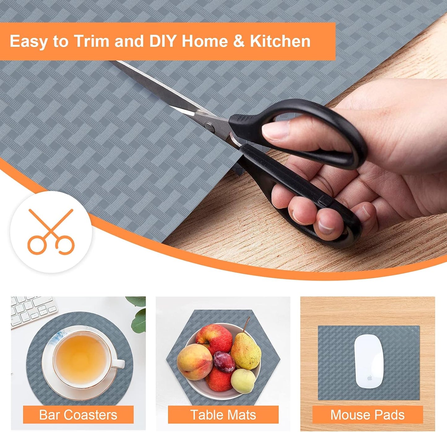 Shelf Liners for Kitchen Cabinets Non Adhesive Drawer Liner EVA Material Cupboard Mat Waterproof Refrigerator Mats Washable Fridge Liner for Cupboard and Desks Shelf Liner 23.6 x 236.2 Inches