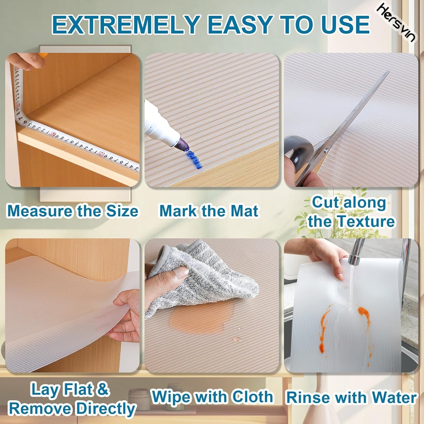 Shelf Liners 18 in x 20 ft EVA Drawer Mats, Non-Adhesive Cupboard Protector, Kitchen Cabinet Lining Fridge Liner (Clear Stripe, 45.3x610cm)
