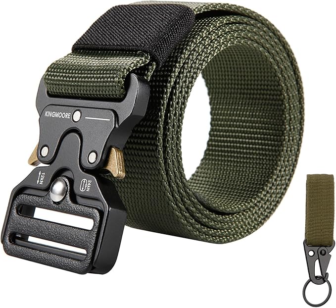 KingMoore Men's Tactical Belt Heavy Duty Webbing Belt Adjustable Military Style Nylon Belts with Metal Buckle