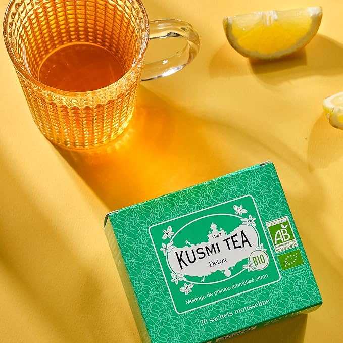 Kusmi Tea - BB Detox + Detox - Iconic Detox Tea - Organic Tea - Blend of Green Tea, Mate & Fruits - Organic Flavored Yerba Mate Tea - Pack of 2 Boxes of Tea Bags - 2x20 Tea Bags