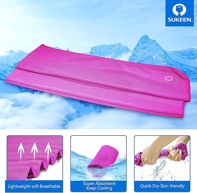 Sukeen Cooling Towel (40"x12"),Ice Towel,Soft Breathable Chilly Towel,Microfiber Towel for Yoga,Sport,Running,Gym,Workout,Camping,Fitness,Workout & More Activities