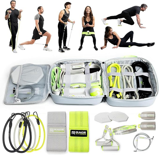 Ex Kit Home Gym Equipment with Carry Bag - 10Pcs Resistance Bands Kit with Handles, Door Anchor, Jump Rope, Booty Bands & More – Full Body Workout Bands Set for Strength, Cardio & Flexibility