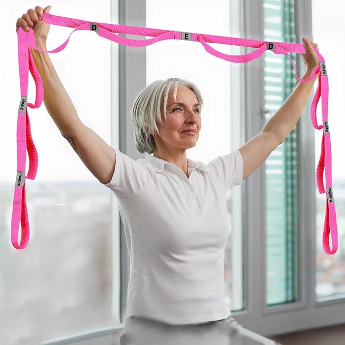 Stretching Strap Yoga Strap with 10 Loops, Non-Elastic Stretch Band for Physical Therapy, Flexibility, Exercise, Pilates, Dance & Gymnastics Workout