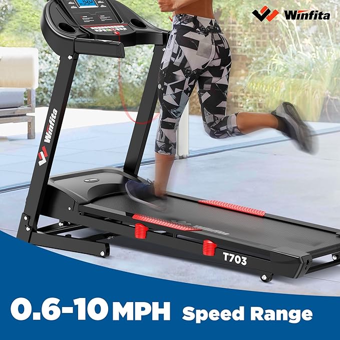 Treadmills for Home, Folding Treadmill with Auto Incline, 300 LBS Capacity, 8MPH or 10MPH Max Speed, Double Deck Shock-Absorbing Running Machine with Bluetooth, App, 64 Programs, Pulse Monitor