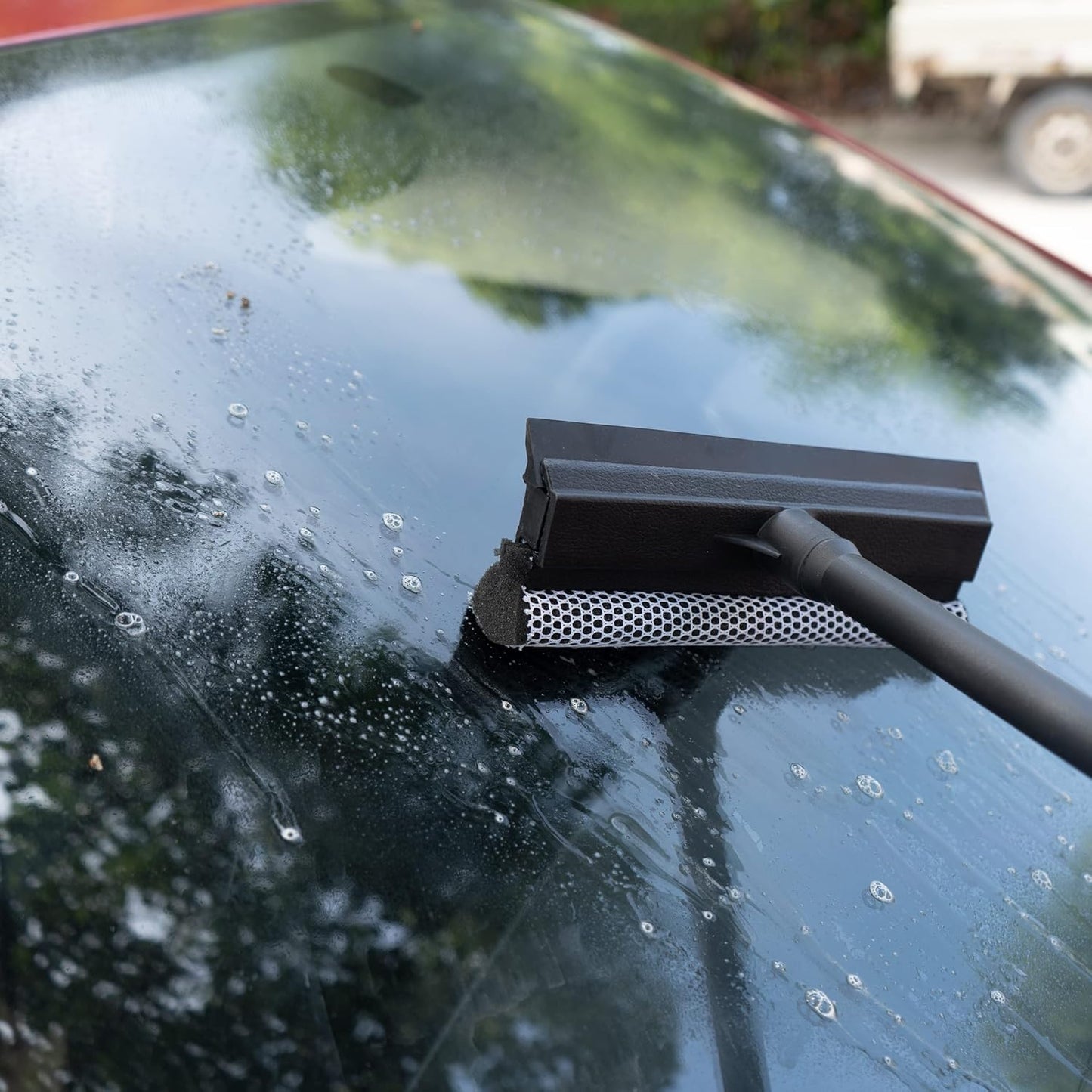 Matthew All Purpose Window Squeegee w/Premium Microfiber Cloth 3Pcs,Car Squeegee Windshield Cleaning Sponge and Rubber Squeegee,2-in-1 Window Cleaner Sponge(10'') and Soft Rubber With Pole 20''(3Pack)