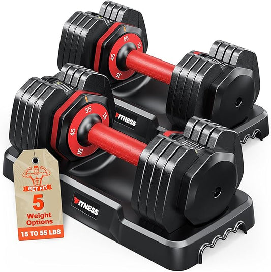 Adjustable Dumbbells Set of 2, 1 Hand Adjustable Weights Dumbbells Set, 5 in 1/10 in 1 Free Dumbbell with Anti-Slip Texture Handle, 25/55/80lb Pair Weight Set For Home Gym Suit both Men and Women