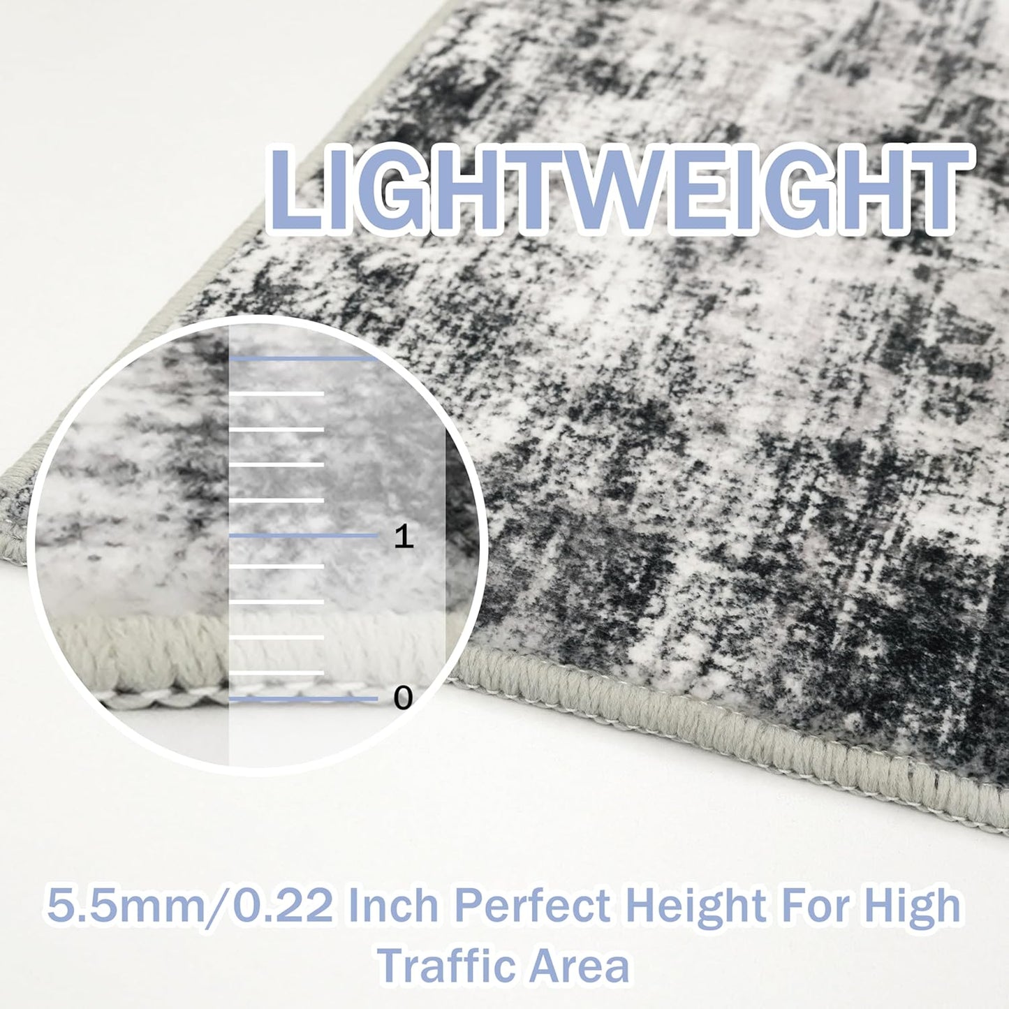 IOHOUZE Abstract Runner Rug 3x18 Ft Extra Long Washable Runners for Hallways, Non Slip Kitchen Runner Printed Faux Wool Entryway Runner Indoor, Modern Abstract Floor Carpet for Hall Stair, Black Grey