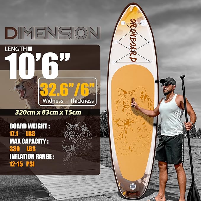 10’6/11’6 Inflatable Stand Up Paddle Board with Premium Paddleboards Accessories, Wide Stable Designed SUP Paddleboard for Adults & Youth.