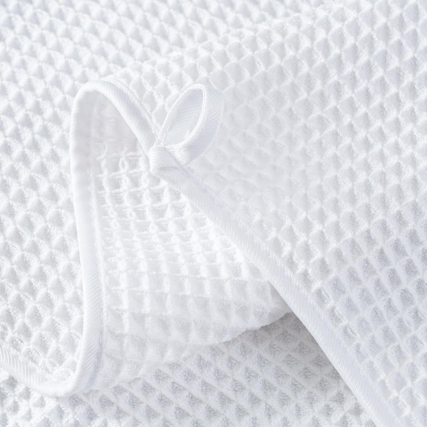 Microfiber Waffle Face Towels, 2 Pieces, Soft, Absorbent, Fast Drying, Lint Free (White)