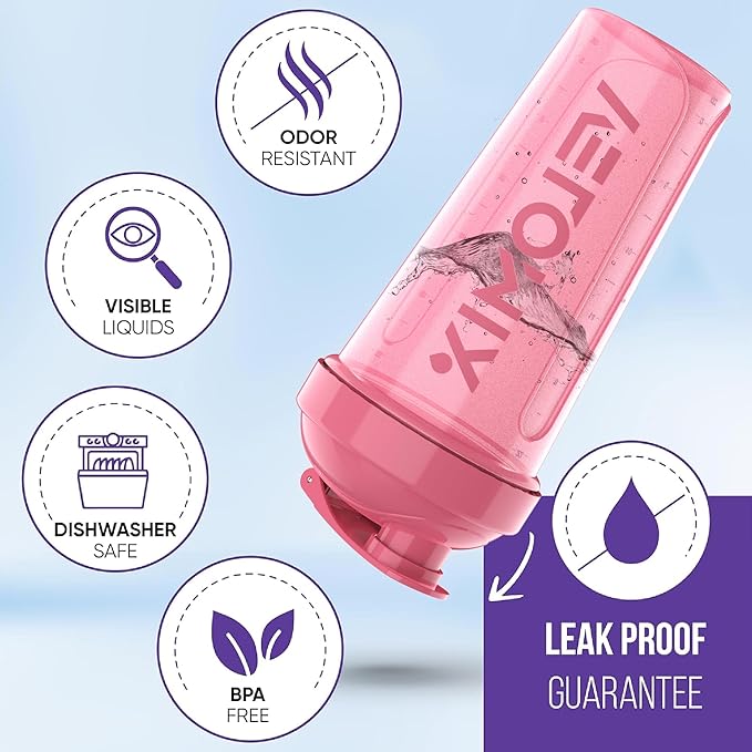 '-2 Pack- 28 oz Protein Shaker Bottles for Protein Mixes - 2x Wire Whisk | Leak Proof Shaker Cups for Protein Shakes | Protein Shaker Bottle Pack (Pink/Transparent)