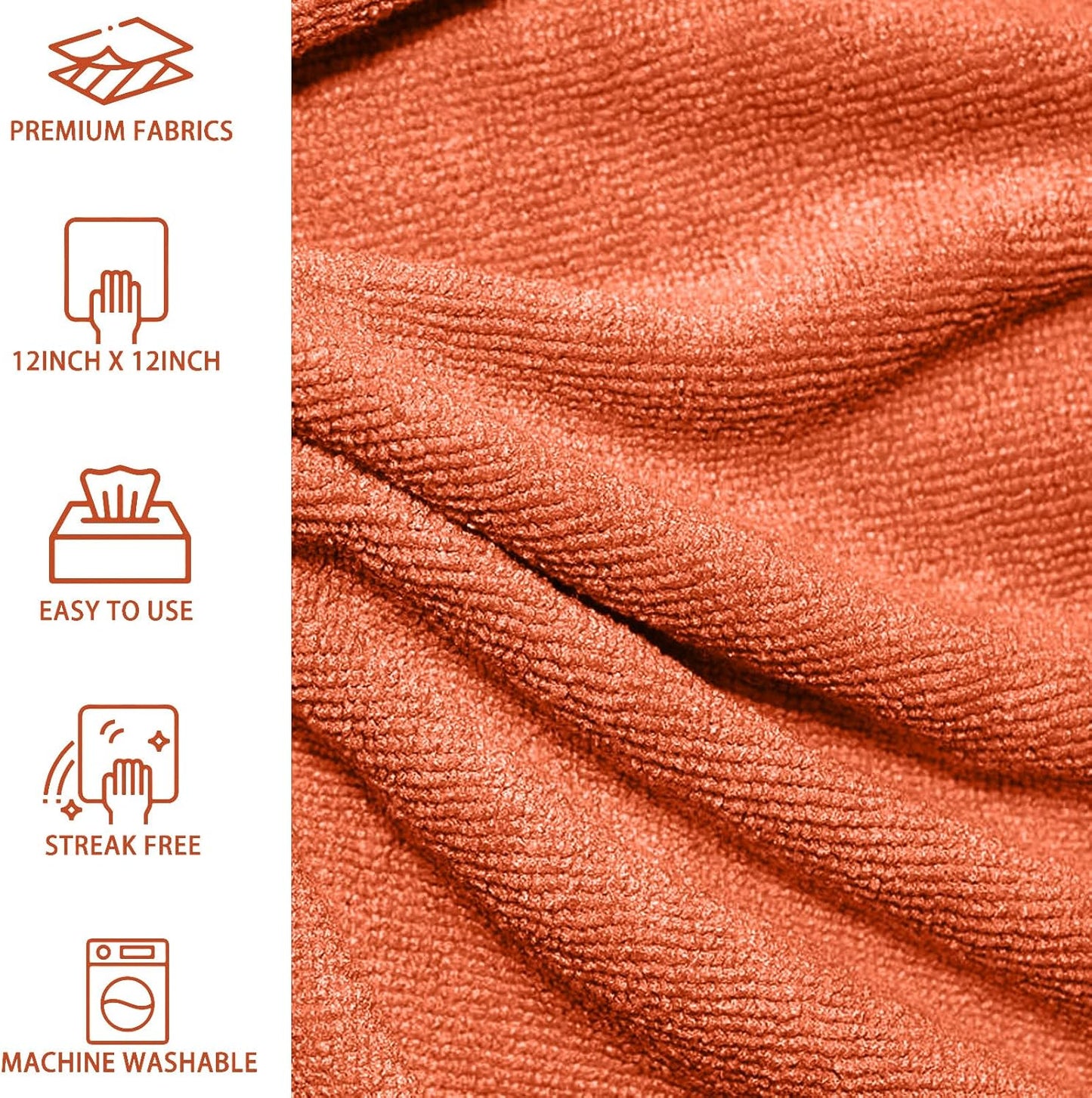 MRD's Home 40 Pack Microfiber Cleaning Cloths,12" x 12" Multi-Purpose Reusable Cleaning Cloth Wipes Rags,Lint Free,Scratch&Streak-Free Microfiber Towels for Home (20 Orange&20 Grey)