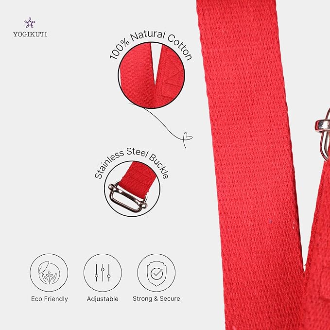 Yoga Strap - Adjustable D-Ring Buckle Yoga Belt for Pilates, Gym Workouts, and Physical Therapy | Improves Sitting Posture for Women & Men