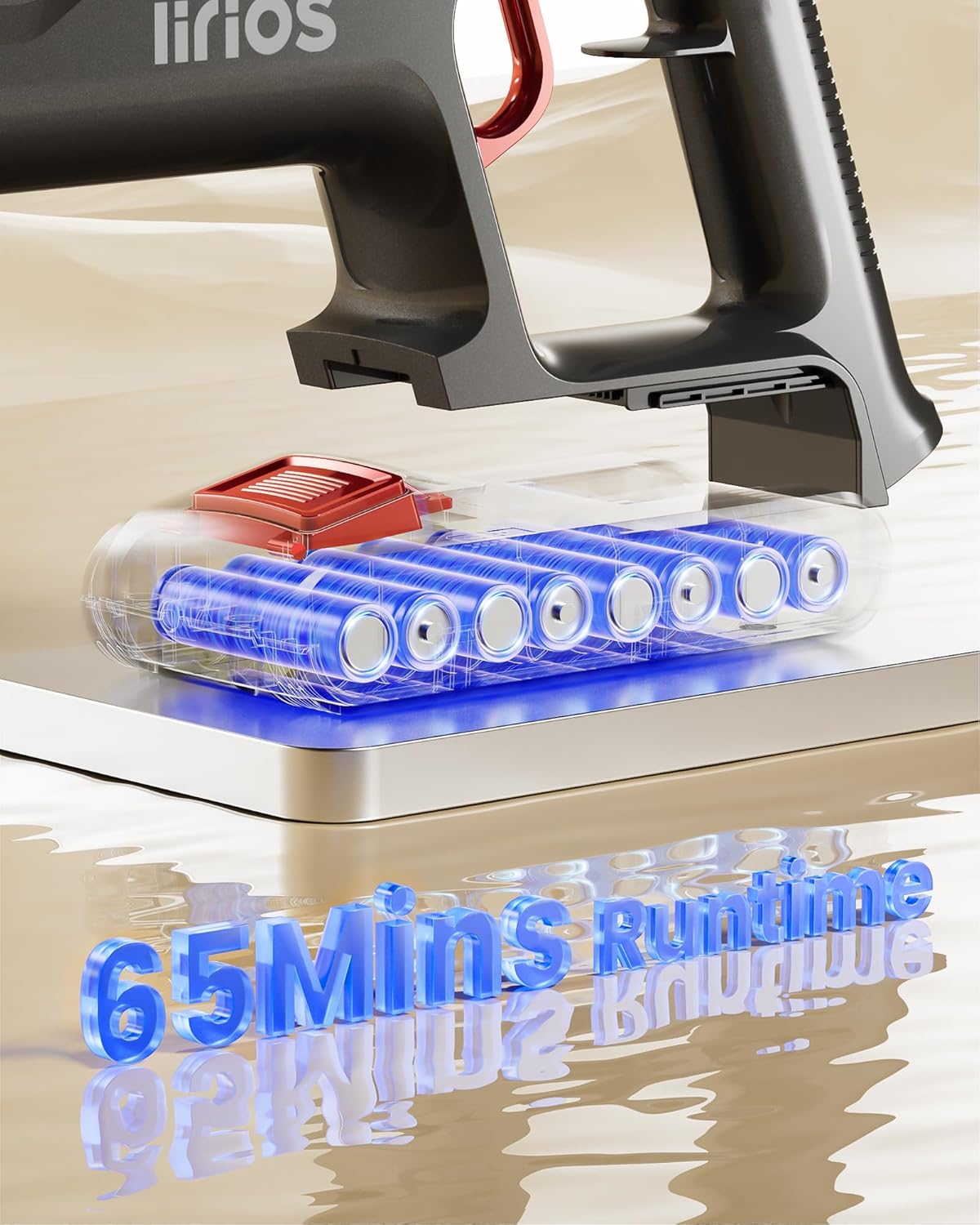 Cordless Vacuum Cleaner, 580W 48KPA 65Mins Self-Standing Vacuum Cleaners for Home, Stick Vacuum Cordless with Wall Mount Charging, LED Display, Upgraded Roller Brush for Carpet,Pet Hair,Hardwood Floor