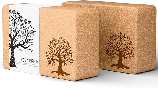 Cork Yoga Blocks 2 Pack Set, Natural Cork Soft Non-Slip Yoga Blocks, High Density & Eco Friendly Yoga Accessories for Women| Men, Ideal for Yoga, Pilates, Stretching and Toning