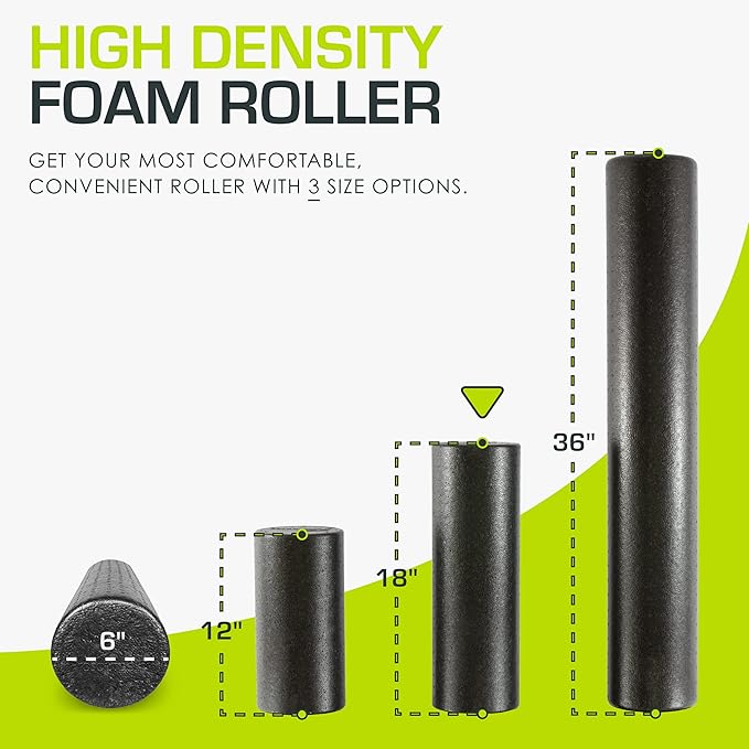 ProsourceFit High Density Foam Rollers 18 to 36 - inches Long, Firm Full Body Athletic Massage Tool for Back Stretching, Yoga, Pilates, Post Workout Muscle Recuperation