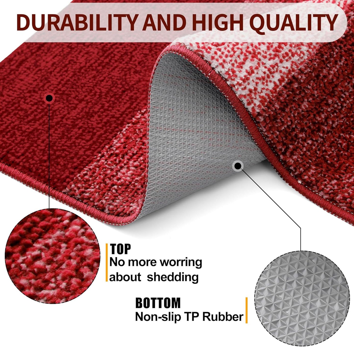 Kitinjoy Indoor Outdoor Door Mat, 40x32 Non-Slip Absorbent Dirt Trapper, Low-Profile Washable Inside Entrance Front Floor Mat, Sturdy Soft Entry Doormats for Entryway, Burgundy