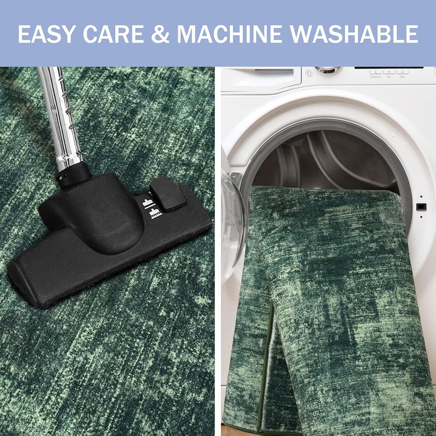 IOHOUZE Abstract Runner Rug 3x10 Ft Washable Runners for Hallways, Non Slip Kitchen Runner Printed Faux Wool Entryway Runner Indoor, Modern Abstract Floor Carpet for Hall Bedroom, Dark Green