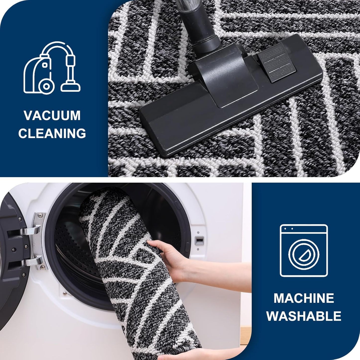 OLANLY Runner Indoor Door Mat, 59x23 Inch, Dirt Resistant and Absorbent, Non-Slip Rubber Backing Floor Mats, Easy Clean Low-Profile Doormat for Entryway, Front Door, and Inside Entrance, Black