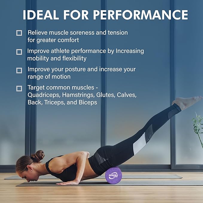 Invincible Fitness EPP Foam Roller for Deep Tissue Massage – Enhance Recovery, Relieve Pain, and Boost Mobility for a Stronger, Healthier You (Purple)