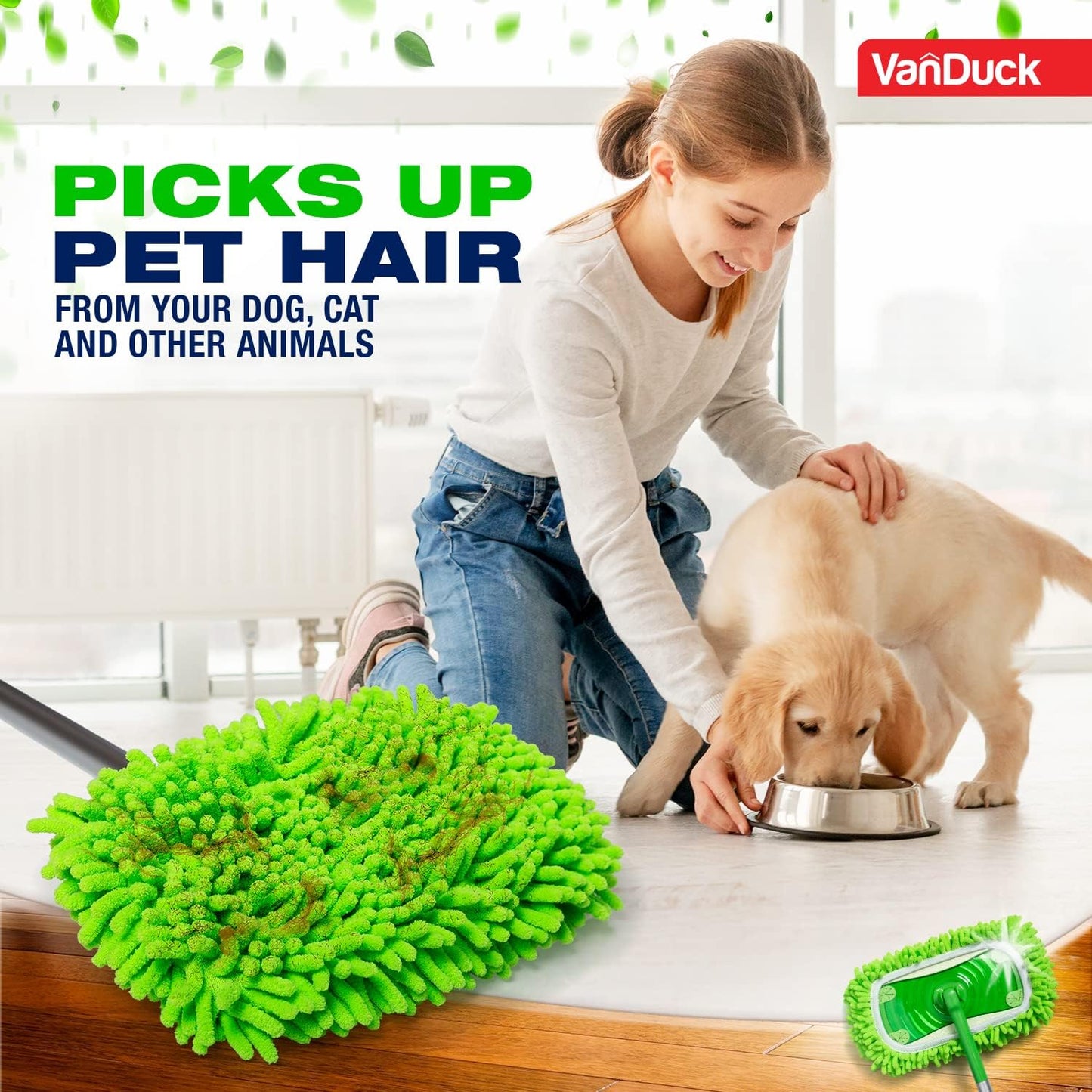 VanDuck Dust Mop Refill Compatible with Swiffer Sweeper (2 Pack) - Microfiber Pet Heavy Duty Dry Cloth Refills - Reusable Mop Pad (Handle is Not Included)