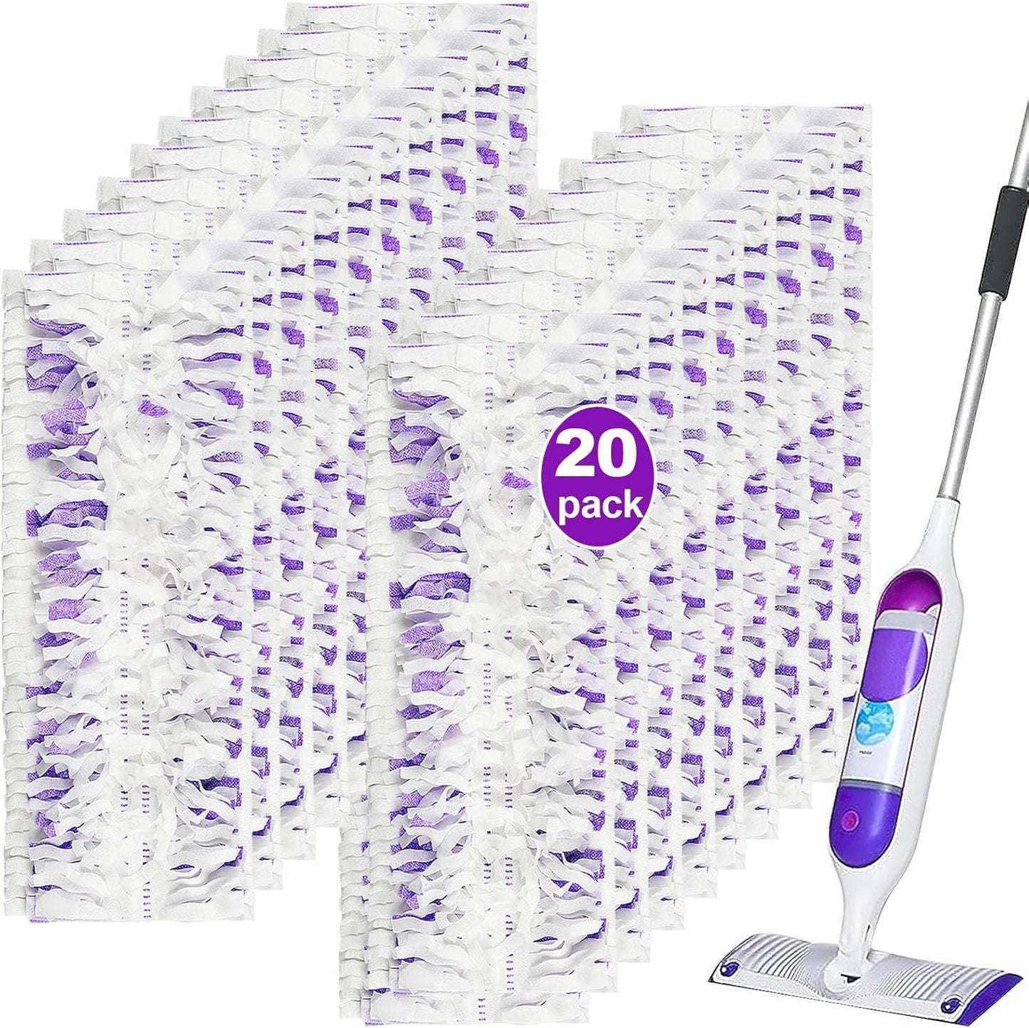 20 Count Disposable mop Pads Refills Compatible with Swiffer PowerMop Multi-Surface Mop and PowerMop Wood Mop, Replacement Pads Use for Floor Cleaning