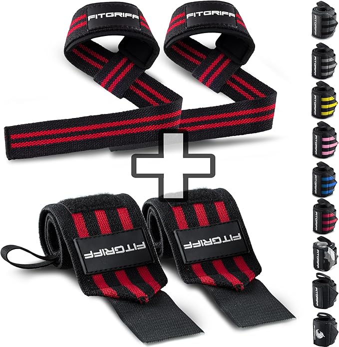 Fitgriff® Lifting Straps & Wrist Wraps (Bundle) Superior Support for Weightlifting & Gym Workouts - for Men and Women