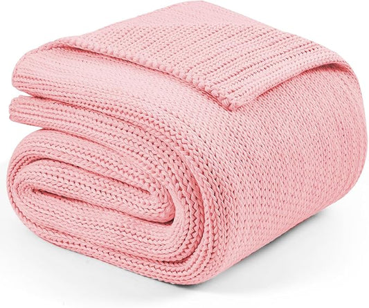 L'AGRATY Knitted Weighted Blanket - 48"x72" 12lbs Cooling Chunky Knit Heavy Blanket for Adults Braided Crochet Throw Thick Cable Yarn Knit Decorative No Beads Evenly Weighted Machine Washable
