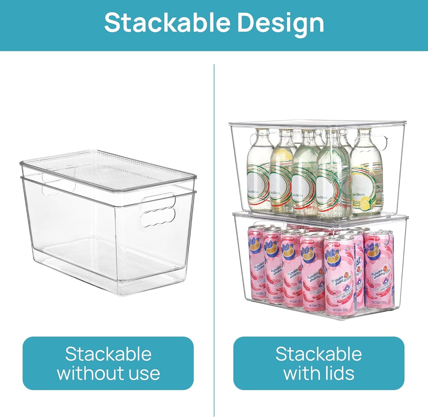 Vtopmart 10 Pack Clear Stackable Storage Bins with Lids,XLarge Plastic Containers with Handle for Pantry Organizer and Storage,Perfect for Kitchen,Fridge,Cabinet, Closet,Bathroom Organization