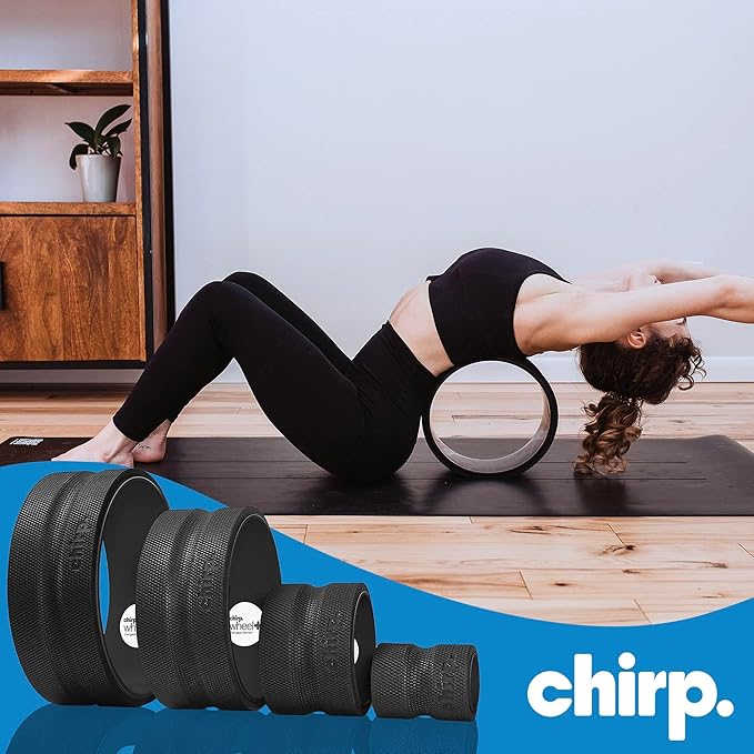 Chirp Wheel Foam Roller - Targeted Back & Neck Pain Relief, Muscle Massage, Trigger Point Therapy, High-Density Foam Tool for Physical Therapy, Stretching & Exercise, 500lbs Capacity, 4-Pack Black